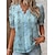 cheap Tees &amp; T Shirts-Women&#039;s Shirt Blouse Blue Purple Green Lace Trims Print Floral Casual Holiday Short Sleeve V Neck Basic Long Floral S