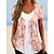 cheap Tees &amp; T Shirts-Women&#039;s Shirt Blouse Pink Blue Purple Print Floral Casual Holiday Short Sleeve V Neck Basic Regular Floral S
