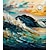 abordables Peintures paysages-peinture à l&#039;huile faite à la main toile art mural décor original coucher de soleil abstrait vue sur la mer peinture pour la décoration intérieure avec cadre étiré / sans peinture de cadre intérieur