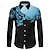 billiga grafiska skjortor för män-herrskjorta blomkrage street casual button-down långärmade toppar casual mode andas bekväm svart / sport