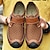 cheap Men&#039;s Handmade Shoes-Men&#039;s Loafers &amp; Slip-Ons Comfort Loafers Slip-on Sneakers Handmade Shoes Water Shoes Walking Classic Casual Daily Mesh Cowhide Breathable Magic Tape Light Brown Black Blue Color Block Summer