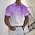 cheap Men&#039;s Polos-Men&#039;s Zip Polo Lapel Polo Polo Shirt Golf Shirt Turndown Gradient Graphic Prints Leaves Yellow Blue Purple Green Gray Outdoor Street Zipper Print Short Sleeves Clothing Apparel Fashion Designer