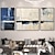 お買い得  抽象画-現代抽象ブルー水平油絵手描きの抽象的な壁の芸術のリビングルームの寝室の装飾画