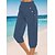 cheap Casual Pants-Women&#039;s Capri shorts Faux Linen Black White Blue Fashion coastal grandma style Casual Daily Side Pockets Calf-Length Comfort Plain S M L XL 2XL