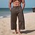 cheap Men&#039;s Pants-Men&#039;s Linen Pants Trousers Summer Pants Beach Pants Plain Wide Leg Front Pocket Side Button Comfort Breathable Linen / Cotton Blend Casual Daily Holiday Fashion Basic Black White