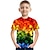 voordelige jongens 3d t-shirts-Kinderen Jongens T-shirt Korte mouw Regenboog 3D-afdrukken 3D Print Kleurenblok School Dagelijks Voor Binnen Actief Streetwear Sport 3-12 jaar / Zomer