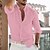 cheap Casual Shirts-Men&#039;s Linen Shirt Button Up Shirt Summer Shirt Beach Shirt Black White Pink Plain Long Sleeve Spring &amp; Summer Collar Outdoor Holiday Clothing Apparel