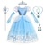 preiswerte Kleider-Mädchen Frozen Elsa Kostüm Kleid Kleidung Set Performance Jubiläum blau Langarm Mode niedlich Kleider Herbst Winter 7-13 Jahre