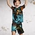 billiga pojkens 3d-uppsättningar-2 delar Barn Pojkar T-shirt och shorts Klädesset Utrusta Grafisk Drake Kortärmad Crewneck Uppsättning Utomhus Sport Mode Häftig Vår 7-13 år Gul Blå