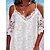 cheap Mini Dresses-Women&#039;s Casual Dress Lace Dress Shift Dress Lace Mini Dress Active Fashion Daily Vacation Going out Half Sleeve V Neck Loose Fit 2023 White Color S M L XL XXL Size