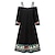 cheap Print Dresses-Women‘s Casual Dress Ethnic Dress Mini Dress Black 3/4 Length Sleeve Pure Color Print Summer Spring Fall V Neck Stylish 2023 S M L XL XXL 3XL