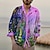 cheap Men&#039;s Hawaiian Shirt-Men&#039;s Shirt Floral GraphicTurndown Pink Blue Sky Blue Light Purple Purple Outdoor Street Long Sleeve Print Clothing Apparel Fashion Streetwear Designer Casual