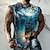 olcso férfi 3d felsők-Férfi Mellény felső Ujjatlan férfi póló Grafika Törzsi Terített nyak Ruházat 3D nyomtatás Napi Sport Ujjatlan Nyomtatott Divat Dizájn Izom