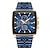 billige Kvartsklokker-belønning herreklokker blå rektangel kvarts armbåndsur luksus forretningsklokke klokke lysende visere vanntett klokke mann