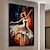 cheap People Paintings-Handmade Oil Painting Canvas Wall Art Decor Original Dancing girl Abstract Figure Painting for Home Decor With Stretched Frame/Without Inner Frame Painting