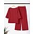 cheap Women&#039;s Two Piece Set-Women&#039;s Plus Size 2 Pieces Loungewear Sets Fashion Casual Comfort Pure Color Cotton Street Daily Date Crew Neck Breathable Half Sleeve Pant Summer Spring Red Khaki