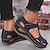 cheap Women&#039;s Sandals-Women&#039;s Sandals Wedge Sandals Platform Sandals Outdoor Daily Beach Solid Color Summer Embroidery Wedge Heel Round Toe Elegant Casual Minimalism Faux Leather Magic Tape Black Blue Purple