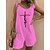 cheap Jumpsuits-Women&#039;s Romper Print Print Holiday Crew Neck Baggy Shorts Vacation Weekend Strap Loose Fit Sleeveless White Light Green Pink S M L Summer