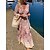 cheap Maxi Dresses-Women&#039;s Casual Dress Boho Dress Print Dress Long Dress Maxi Dress Fashion Bohemian Floral Ruffle Print Outdoor Daily Vacation V Neck Long Sleeve Dress Loose Fit Pink Summer Spring S M L XL XXL