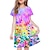 cheap Girls&#039; Dresses-Kids Girls&#039; Graphic Floral Dress Outdoor Casual Short Sleeve Fashion Cute Daily Above Knee Polyester Summer Spring Casual Dress A Line Dress Summer Dress 3-12 Years Multicolor Black Pink