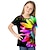 billiga flickas 3d t-shirts-Barn Flickor T-shirt Grafisk Utomhus 3D-tryck Kortärmad Crewneck Aktiv 7-13 år Sommar Gul Rubinrött