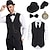 cheap Historical &amp; Vintage Costumes-Retro Vintage Roaring 20s 1920s Outfits Vest Waistcoat Panama Hat Accesories Set The Great Gatsby Gentleman Gangster Men&#039;s Cosplay Costume Christmas Prom Festival Cravat
