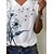 cheap Women&#039;s Clothing-Women&#039;s T shirt Tee White Print Dandelion Holiday Weekend Short Sleeve V Neck Basic Regular Floral Painting S