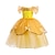 billige Kjoler-børn piger skønhed og udyret prinsesse belle kostume kjole tegneserie lagdelt rynket blonde gul maxi kortærmede søde kjoler regular fit
