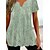 cheap Tees &amp; T Shirts-Women&#039;s T shirt Tee Green Print Graphic Daily Weekend Short Sleeve V Neck Basic Regular Painting S