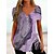 cheap Women&#039;s Clothing-Women&#039;s T shirt Tee Blouse Pink Blue Purple Button Print Graphic Abstract Casual Short Sleeve V Neck Basic Regular S