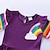 abordables Vestidos-vestido de niña de dibujos animados arco iris de manga corta fiesta escolar bordado lindo algodón hasta la rodilla camiseta vestido verano 3 años + gris