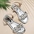 cheap Women&#039;s Sandals-Women&#039;s Sandals Bling Bling Shoes Plus Size Sparkling Shoes Daily Beach Solid Color Summer Rhinestone Flower Flat Heel Open Toe Casual PU Ankle Strap Silver Black Gold