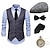 cheap Historical &amp; Vintage Costumes-Retro Vintage Roaring 20s 1920s Outfits Vest Waistcoat Panama Hat Accesories Set The Great Gatsby Gentleman Gangster Men&#039;s Cosplay Costume Christmas Prom Festival Cravat