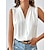 abordables Tops básicos de mujer-Blusa Mujer Negro Blanco Color sólido/liso Plisado Envuelva Calle Elegante Moda Básico Escote en Pico S