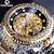 cheap Mechanical Watches-FORSINING Men Mechanical Watch Gold Skeleton Mechanical Watch Men Automatic Vintage Royal Fashion Engraved Auto Wrist Watches Top Brand Luxury Crystal