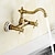 billige Badekarsarmaturer-vintage badekar vandhane i messing vægmonteret dobbeltgrebs badekar vandhaner, badeværelses blandingsbatteri, med kold og varm slange