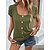 cheap Tees &amp; T Shirts-Women&#039;s T shirt Tee ArmyGreen Button Plain Daily Weekend Short Sleeve U Neck Basic Regular S