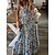 cheap Maxi Dresses-Women&#039;s Casual Dress Swing Dress Summer Dress Long Dress Maxi Dress Fashion Classic Floral Lace up Ruched Daily Holiday Vacation V Neck Short Sleeve Dress Regular Fit Pink Blue Summer Spring S M L XL