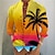 olcso Férfi hawaii ing-férfi ing nyári hawaii ing kókuszfa grafikai állvány gallér sárga kék fukszia zöld szürke szabadtéri utca hosszú ujjú nyomtatott ruházat ruházat divattervező alkalmi kényelmes