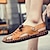 ieftine Încălțăminte manuală pentru bărbați-sandale bărbați din piele din microfibră sandale negre de vară papuci pantofi lucrați manual sandale plate mai mari ocazional vacanță în aer liber plajă pantofi cu bandă elastică respirabile roșu maro galben maro