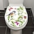 billiga Badrumsprylar-klistermärke för toalettlock för fåglar och fjärilar, dekaler för toalettlock i vattenfärg, självhäftande dekorativt klistermärke i plast