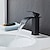 cheap Classical-Waterfall Bathroom Sink Mixer Faucet, Washroom Mono Basin Taps Single Handle Deck Mounted Chrome Black Brushed, with Cold and Hot Hose Monobloc Water Tap