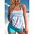 cheap Tankinis-Women&#039;s Swimwear Normal Tankini 2 Piece Swimsuit Graphic Striped 2 Piece Printing Blue Rose Pink Bathing Suits Beach Wear Summer Sports