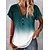 cheap Tees &amp; T Shirts-Women&#039;s T shirt Tee Blouse Red Blue Purple Button Print Color Gradient Casual Short Sleeve V Neck Basic Regular S
