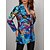 cheap Blazers-Women&#039;s Blazer Formal Print Breathable Abstract Regular Fit Streetwear Outerwear Summer Long Sleeve Light Blue XS