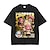 voordelige Cosplay anime hoodies en T-shirts voor dagelijks gebruik-One Piece Roronoa Zoro T-Shirt Oversized zuur gewassen T-shirt Afdrukken Retro-wijnoogst Punk &amp; Gothic Voor Voor Stel Voor heren Dames Volwassenen Heet stempelen Casual / Dagelijks