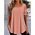 cheap Tees &amp; T Shirts-Women&#039;s Shirt Blouse White Pink Blue Lace Plain Casual Short Sleeve Square Neck Basic Regular S