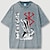 preiswerte Cosplay-Anime-Kapuzenpullover und T-Shirts für den Alltag-Innereien T-Shirt-Ärmel Übergroßes Acid Washed T-Shirt Bedruckt Grafik Für Paar Herren Damen Erwachsene Säurewäsche Casual