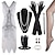 cheap Historical &amp; Vintage Costumes-Retro Vintage Roaring 20s 1920s Flapper Dress Dress Outfits Cocktail Dress Flapper Headband Necklace / Earrings The Great Gatsby Women&#039;s Sequins Tassel Fringe Party / Evening Masquerade Dress