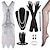 ieftine Costume Vintage &amp; Istorice-Retro / vintage Urlați 20 de ani Anii 1920 Rochie Flapper Rochii Ținute Rochie de Cocktail Bandană Adolescentă Colier / cercei Gatsby Pentru femei Paiete Franjuri Petrecere / Seara Mascaradă Rochie